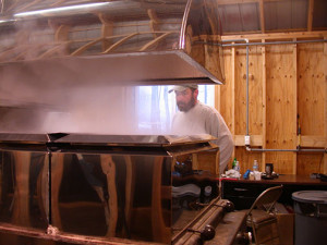 Boiling sap in to Maple syrup