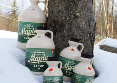 Various sizes of maple syrup jugs